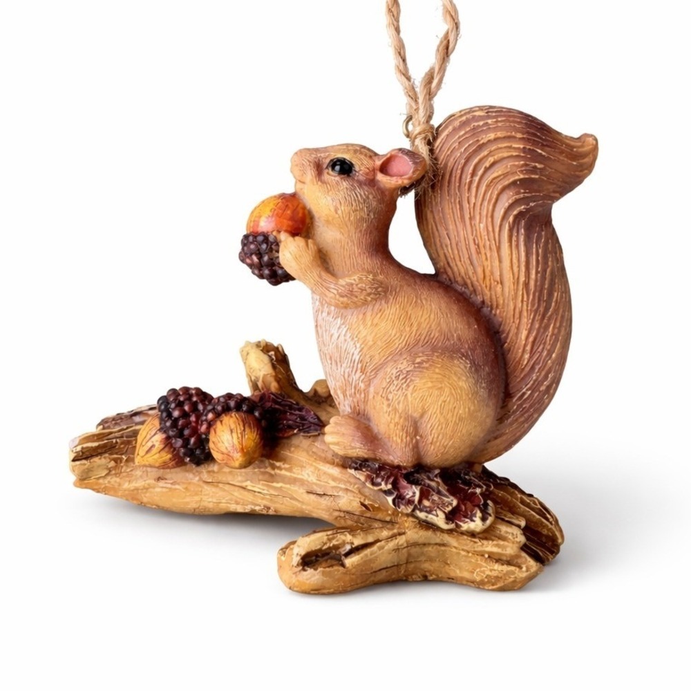 Vintage Resin Squirrel Ornament Hanging Woodland Animal Acorn‎ Rustic